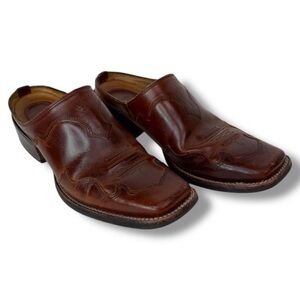 Ariat Shoes Women's 6.5B Leather Western Mule Slip-On‎ Square Toe Boots Brown
